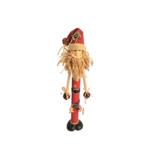Ganz 10" Handmade Look Santa Made of Mixed Materials Tan Gold Beard Stick Figure